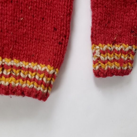 Vintage Handmade Red Zip Up Sweater Jacket - Picture 4 of 7